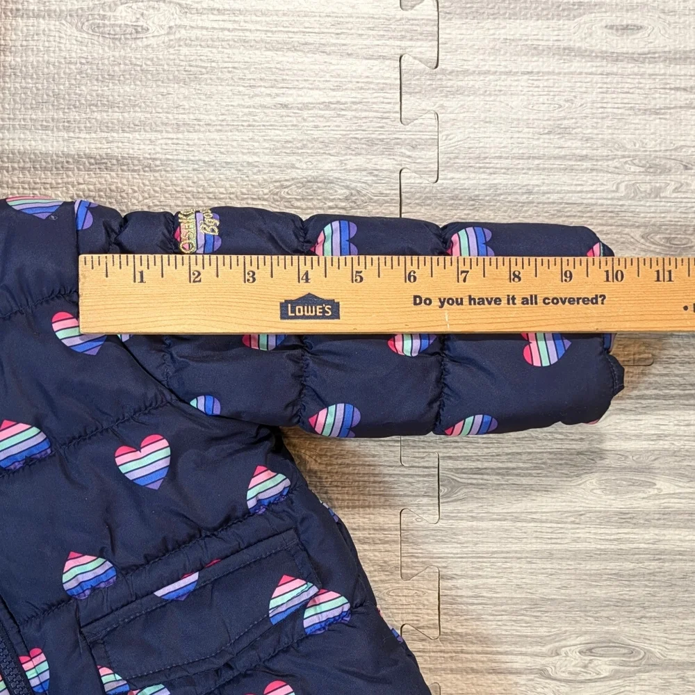 Kids OshKosh B'Gosh‎ Girl's Puffer Warm Winter Coat Navy With Hearts 12 Months